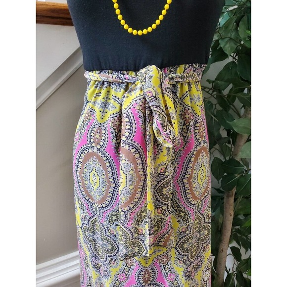 Xhilaration Women Black Yellow Polyester Off The Shoulder Long Maxi Dress Medium - Picture 13 of 14